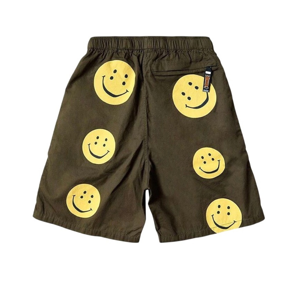 Size Medium - Kapital Combed Burberry Easy Shorts Rainbowy Green Smiley Face